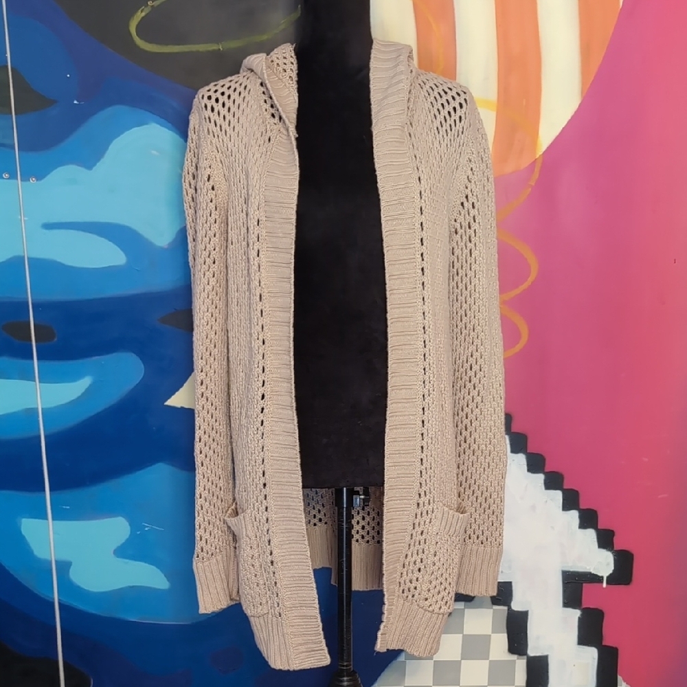 MICHAEL Michael Kors Cream Cardigan Sweater Open-Knit
